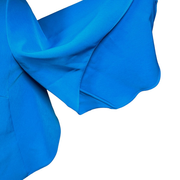 Milly Top Blouse Blue Womens Small Cropped 3/4 Sleeve Flare V Neck Pullover USA - Picture 3 of 10